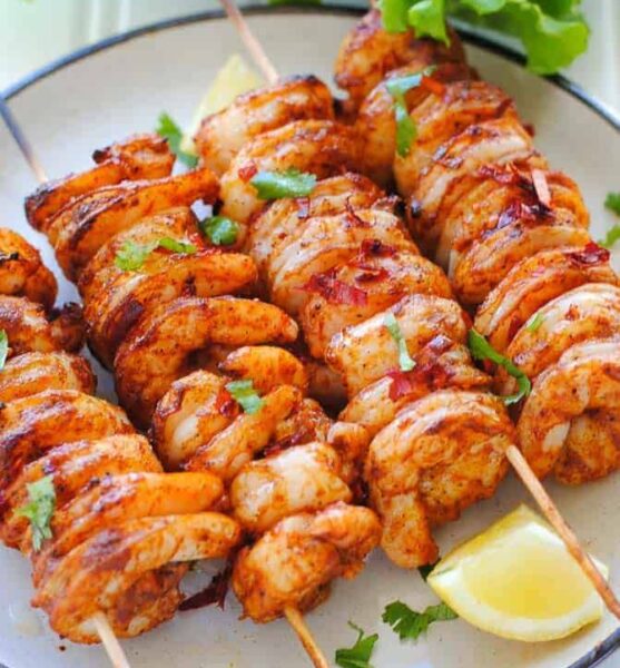 Grilled shrimp in Indian spices in Cambridge, MA