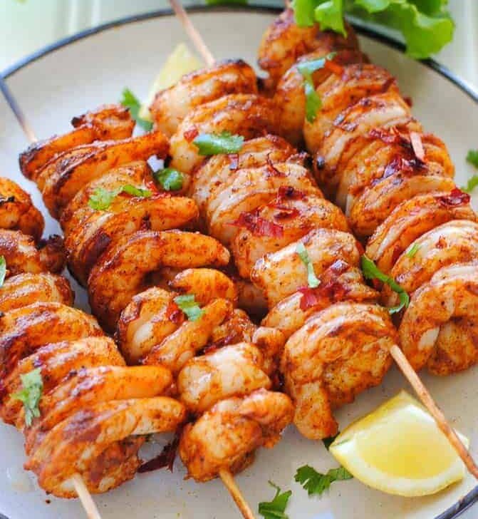 Grilled shrimp in Indian spices in Cambridge, MA