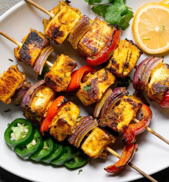 Grilled marinated paneer cube in Cambridge, Ma