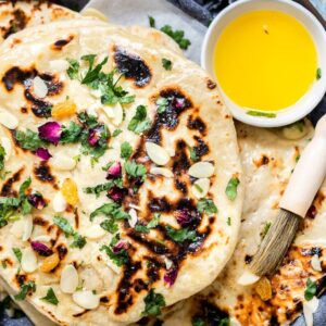 Naan stuffed with nuts and raisins in Cambridge, Ma