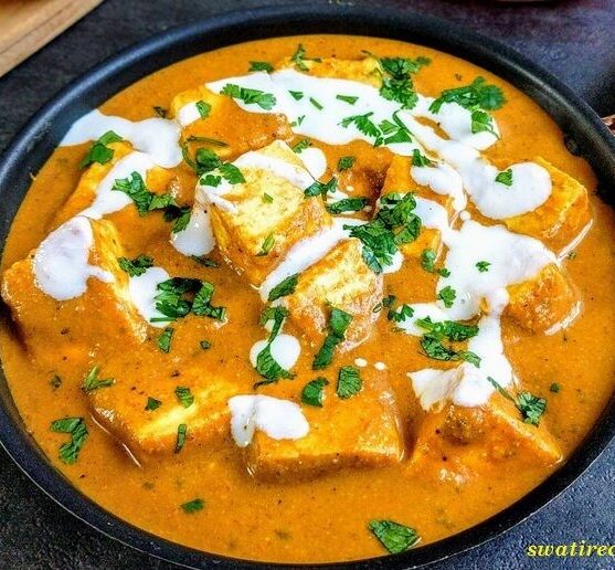 Creamy Shahi Paneer garnished with coriander and cream in CAmbridge, Ma