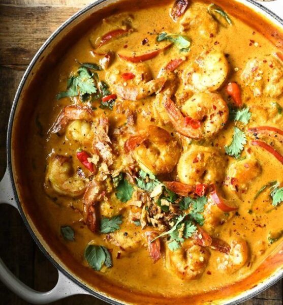 Spicy shrimp kadhai in Cambridge, Ma