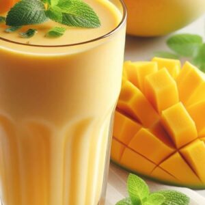 Chilled mango lassi in Cambridge, Ma